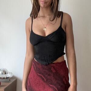 Black Cami Top Sweetheart Neckline Sleeveless Tank‎ Top Casual  Size S